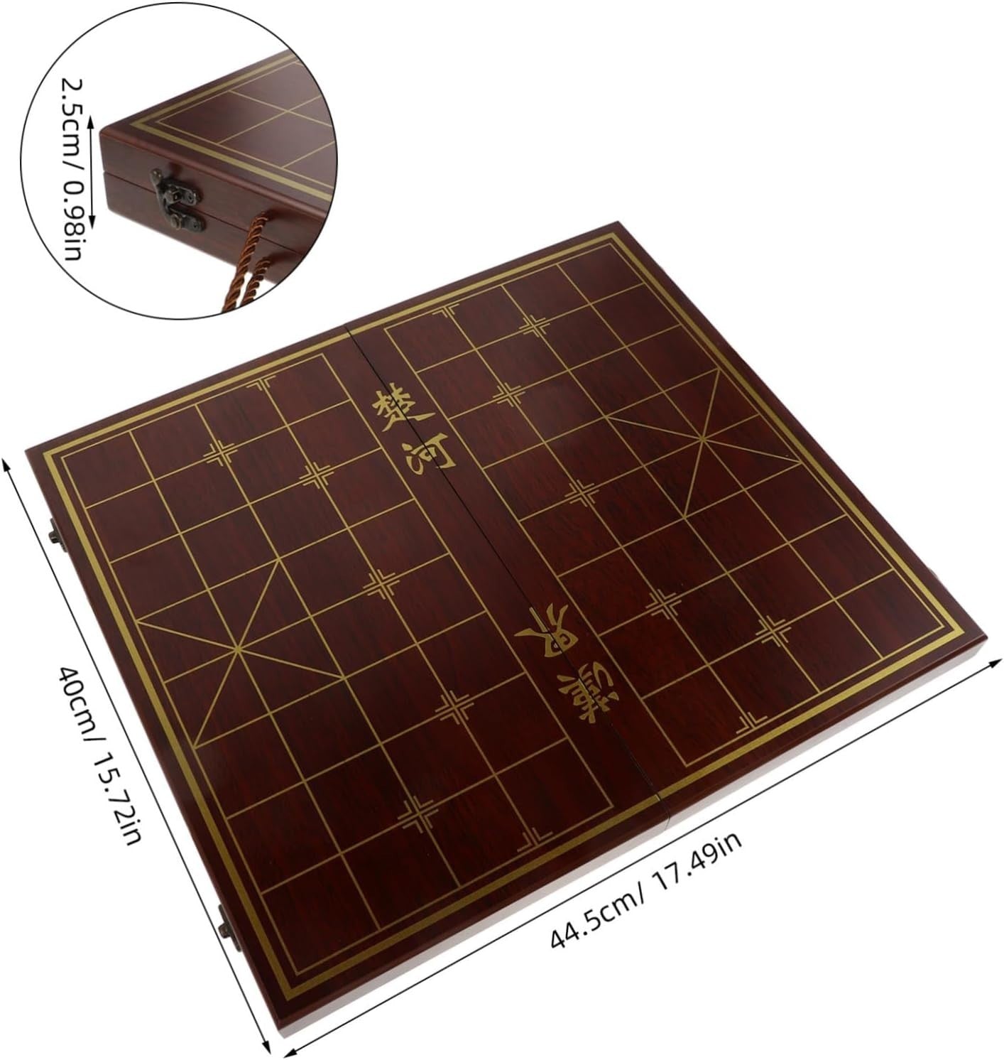 Wooden Xiangqi Travel Chess Set Storage Box Board Portable Game