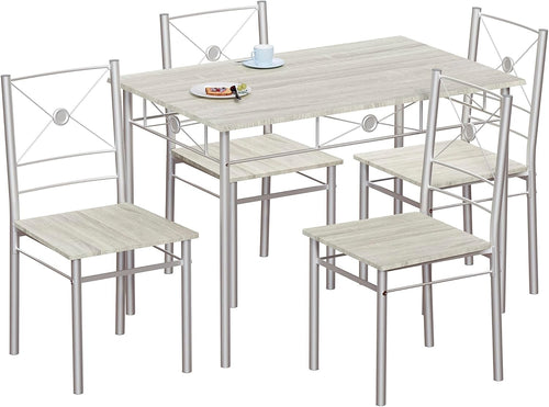 Oak Effect 4-Seater Dining Table Set | Compact Kitchen Breakfast Furniture