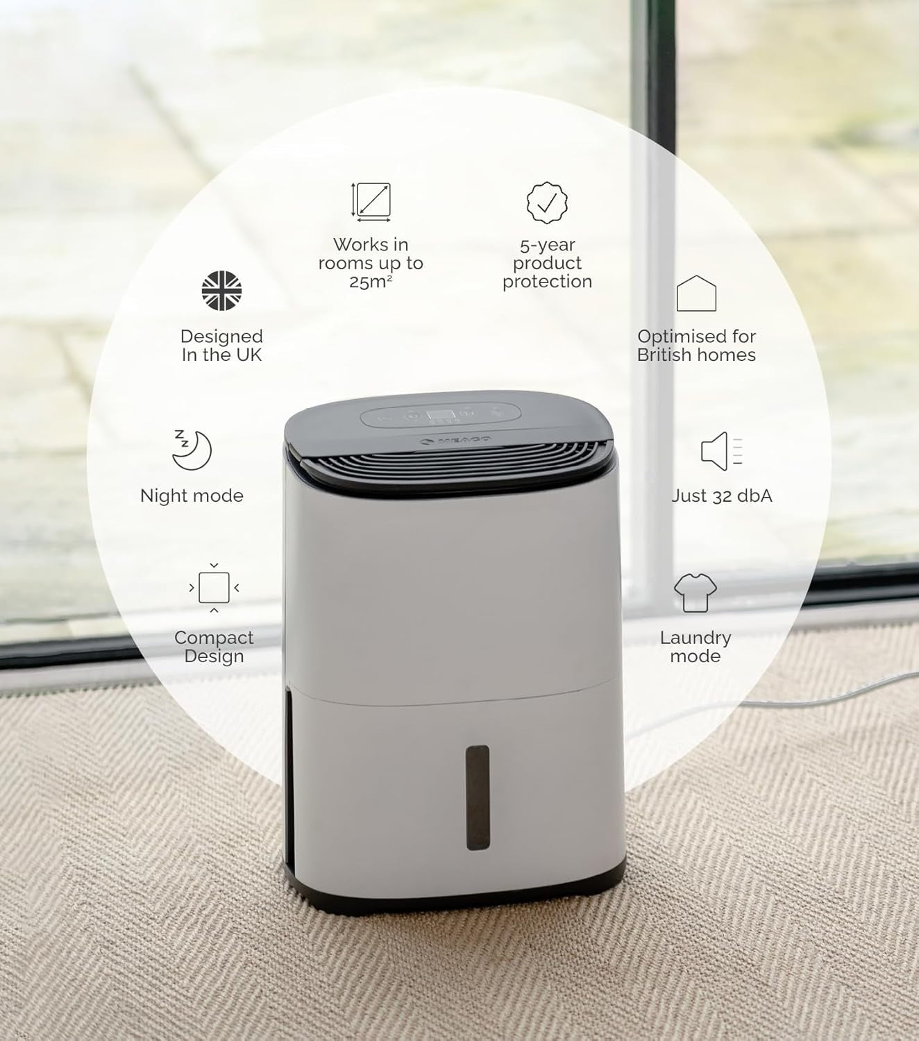 6L Dehumidifier HEPA Air Purifier Ultra Quiet 32dB Bedroom Flat