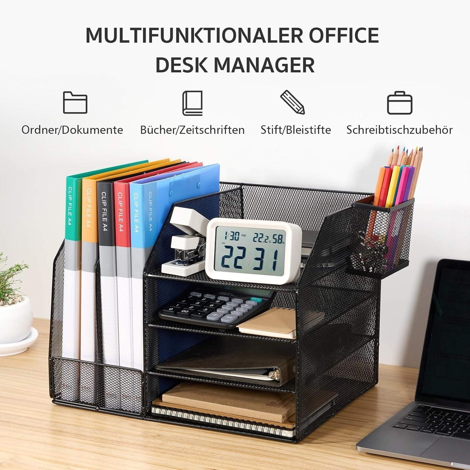 4-Tier Stackable Desk Organizer Letter Tray – Metal File Holder