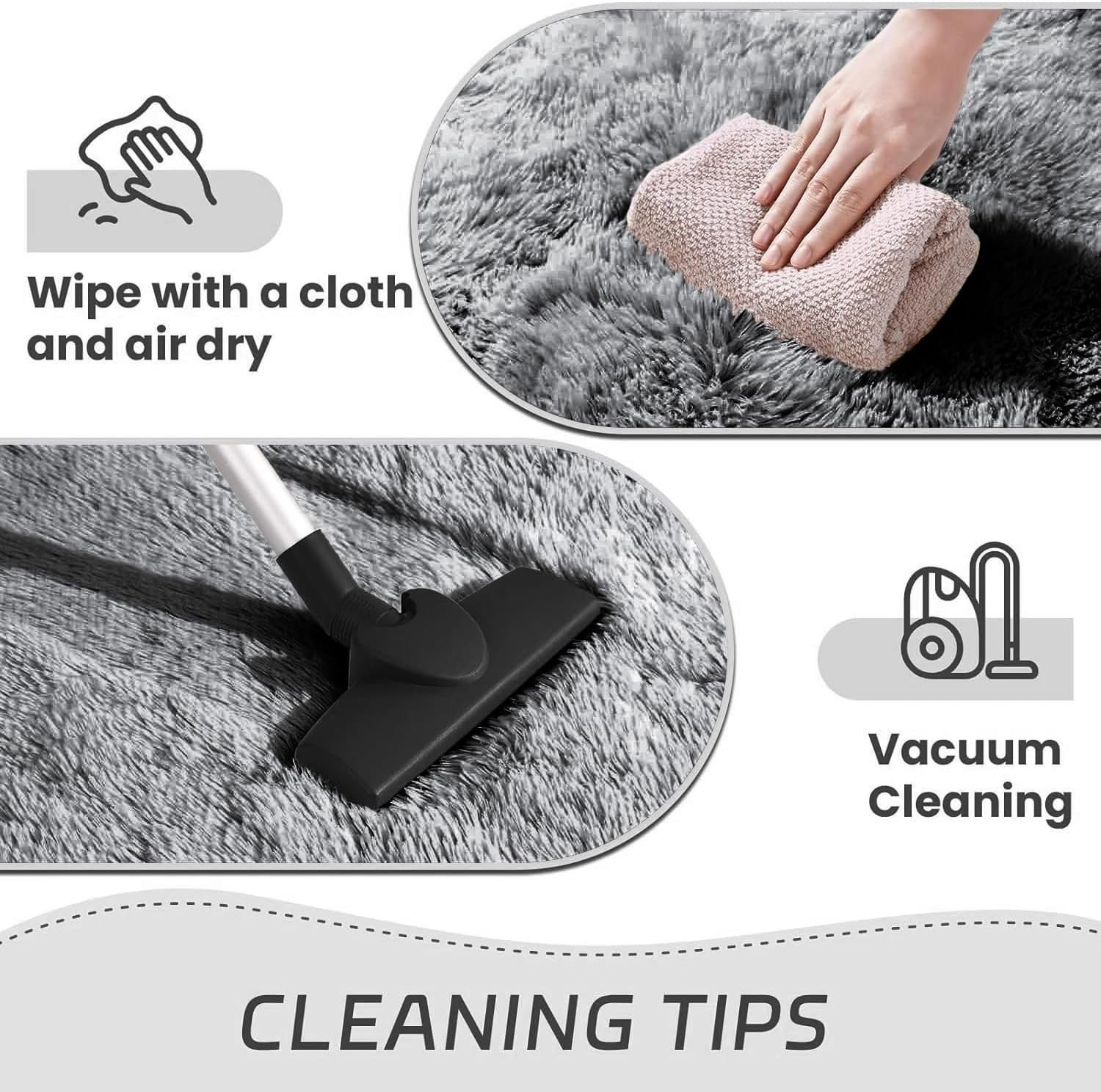 Round Shaggy Rugs Set 2pcs 120x120cm Grey Super Soft Non Slip Thick Pile