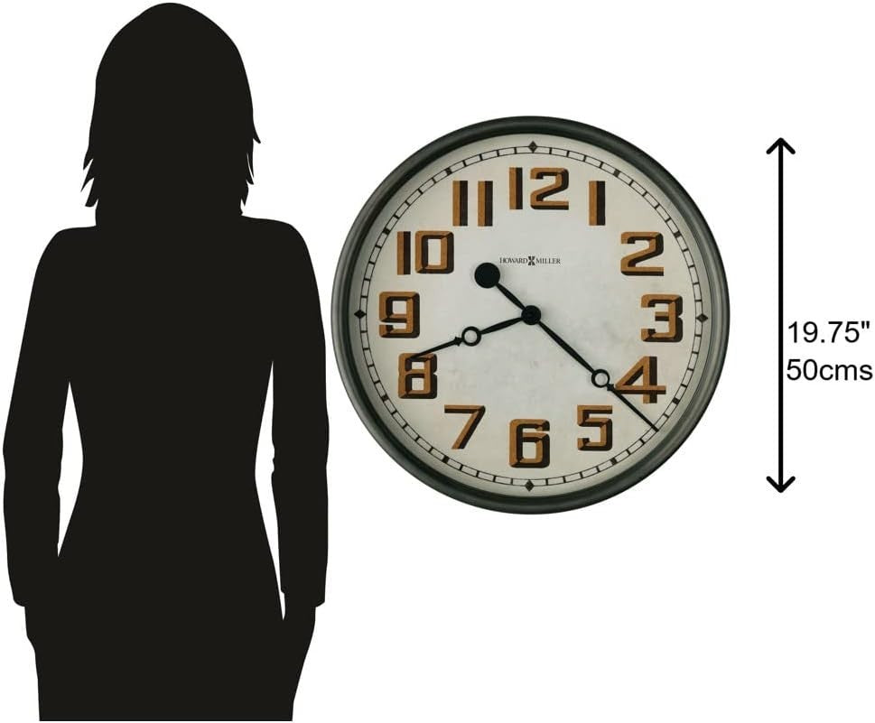 50cm Silent Wall Clock Vintage Charcoal Grey Analog with Gold Numbers