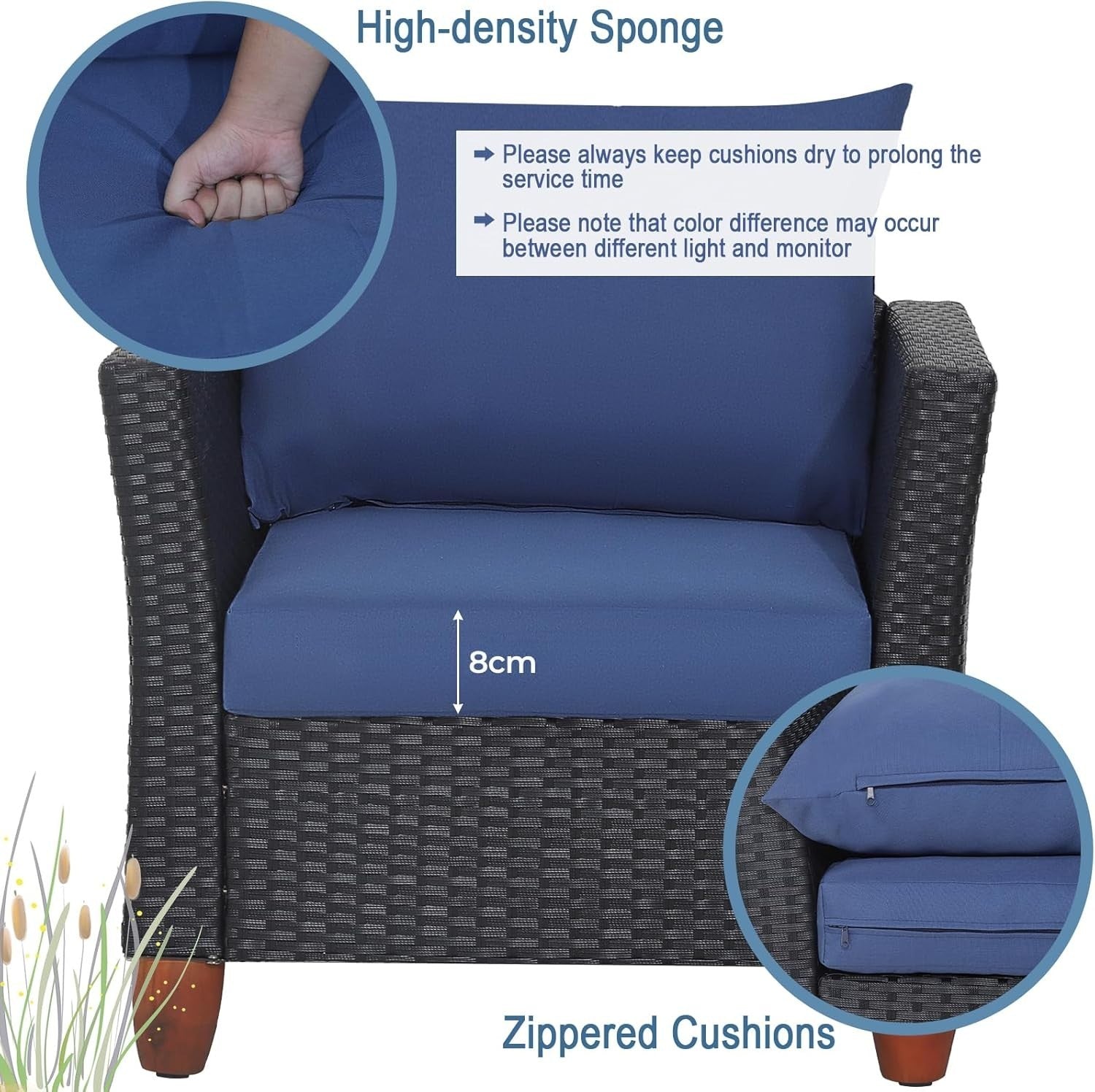Rattan Garden Furniture Set 3pc Outdoor Bistro Chair Table Patio Sofa