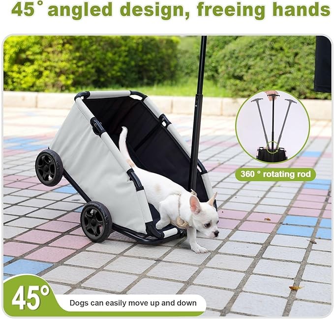 Mini Dog Stroller Foldable Pet Wagon Handle Wheels Travel Carrier