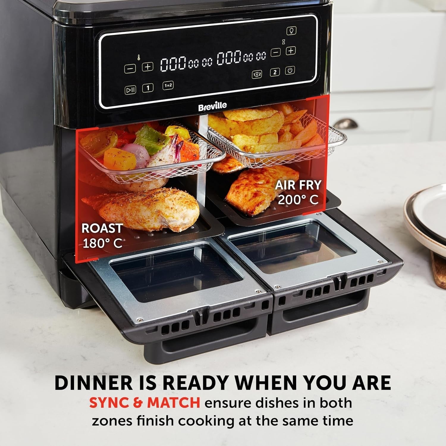 11L Digital Dual Zone Air Fryer Oven | 12-Way Cooking | XL Family Capacity