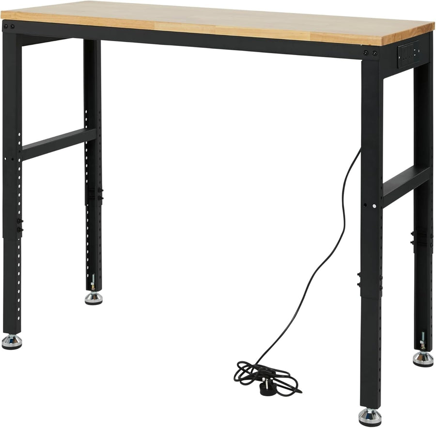 Adjustable Heavy Duty Workbench 800kg with Power Sockets USB 1220mm Wide