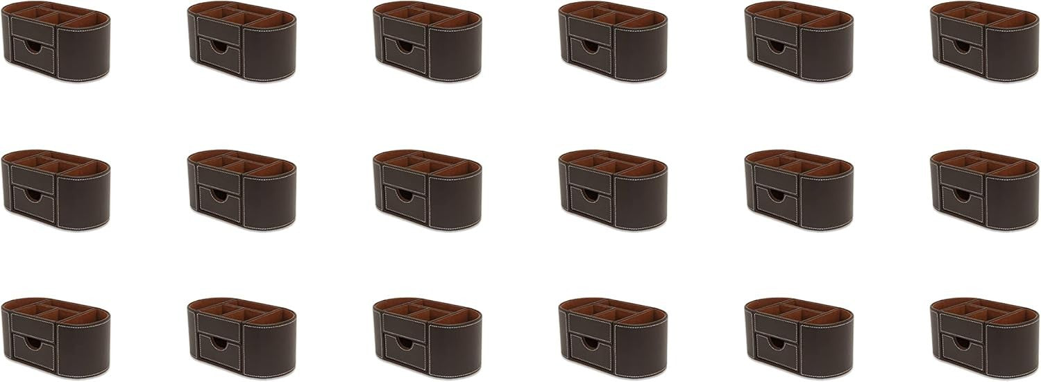 Faux Leather Desk Organiser 6 Compartments Drawer Office Tidy 18-Pack