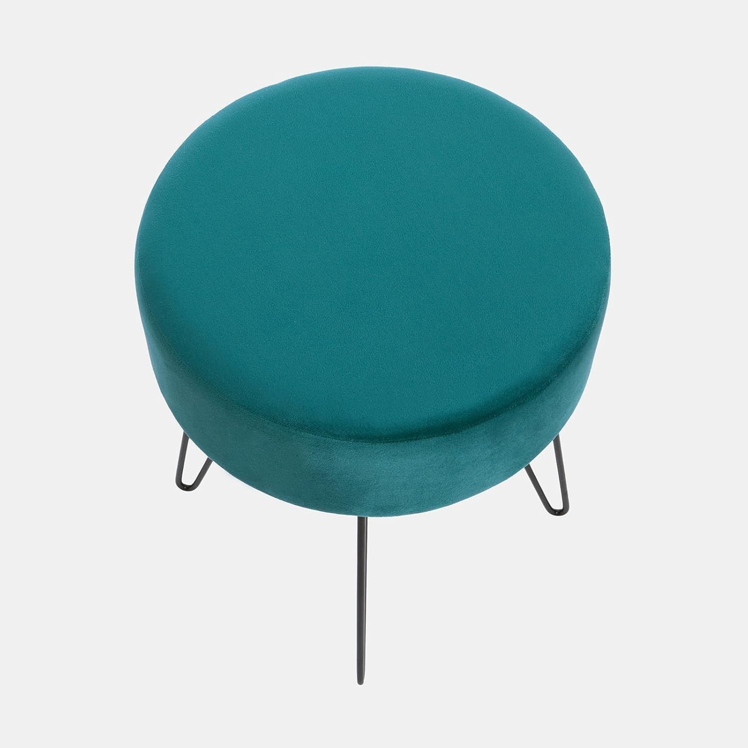 Teal Velvet Round Footstool Hairpin Leg Vanity Dressing Table Seat