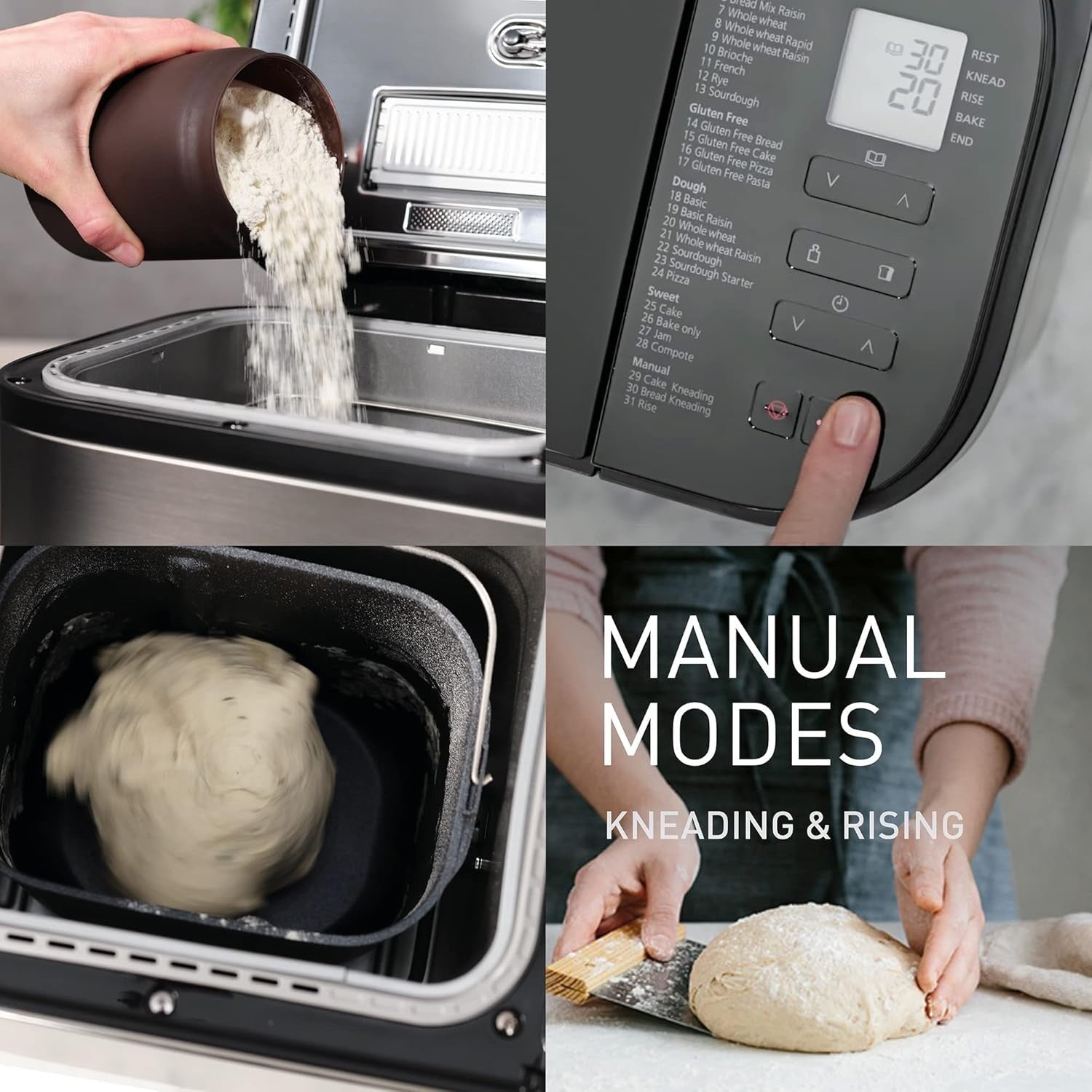 Fully Automatic Bread Maker 31 Programs Yeast Nut Dispenser Gluten-Free Silver