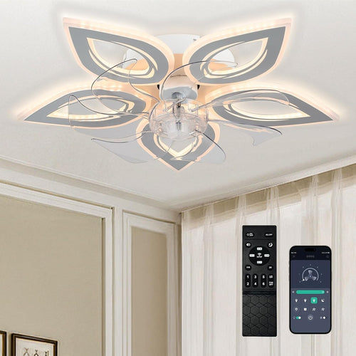 Jenvkoil 12" LED Ceiling Fan with Lights, Quiet, Dimmable, Remote, Smart