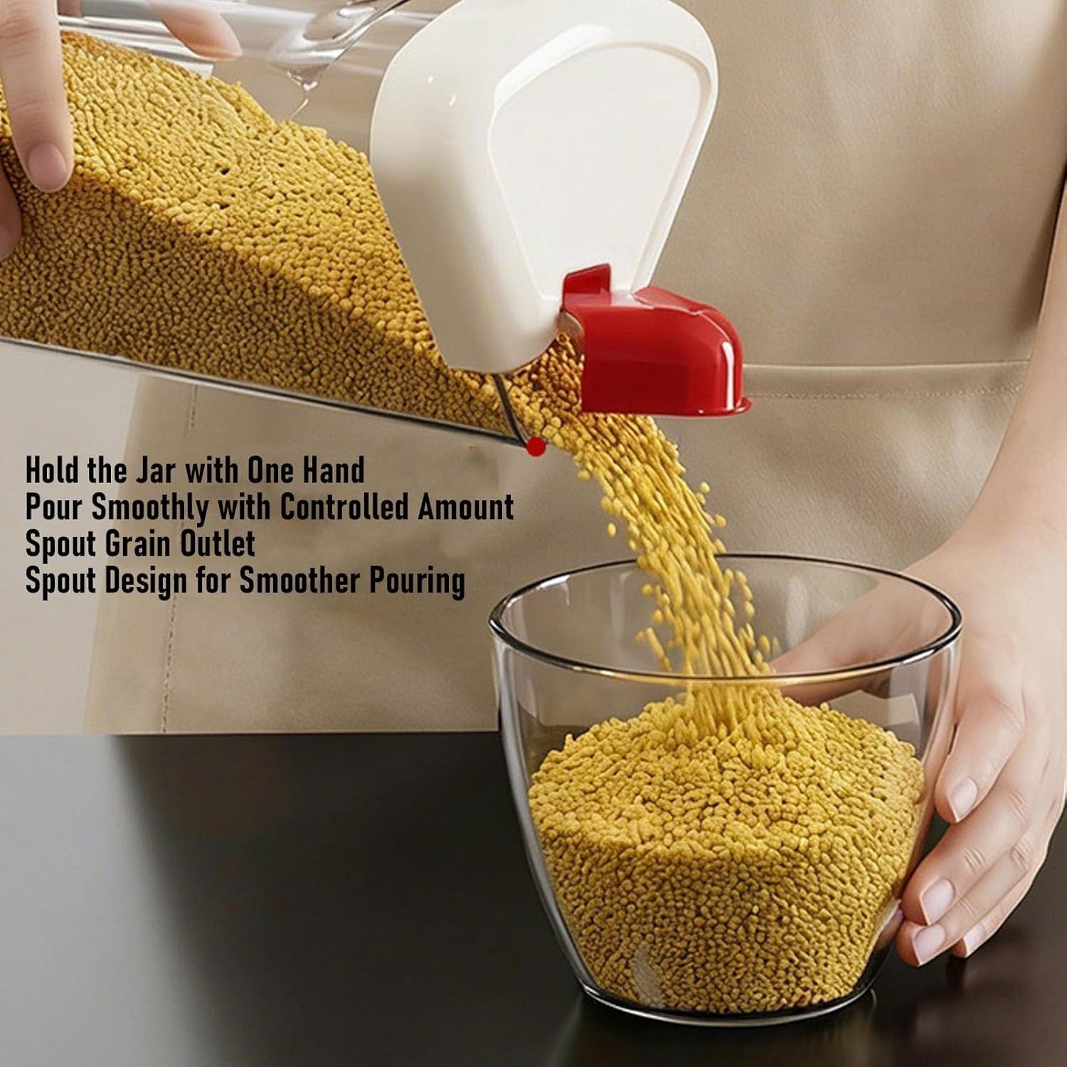 5 Grid Rotating Rice Dispenser Airtight Grain Storage Container Bin
