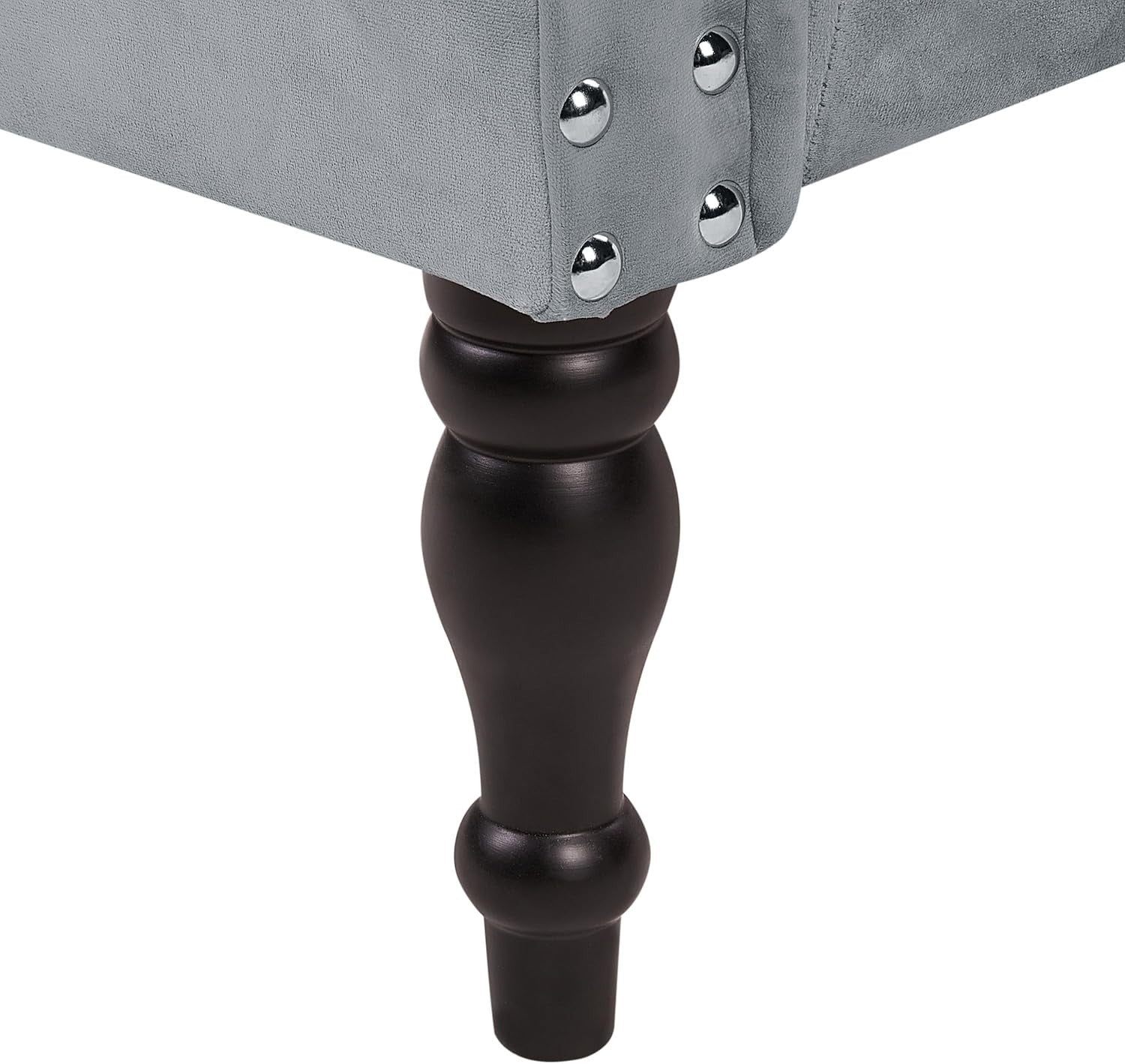 Retro Right Hand Velvet Chaise Lounge Grey Button Tufted Cushion