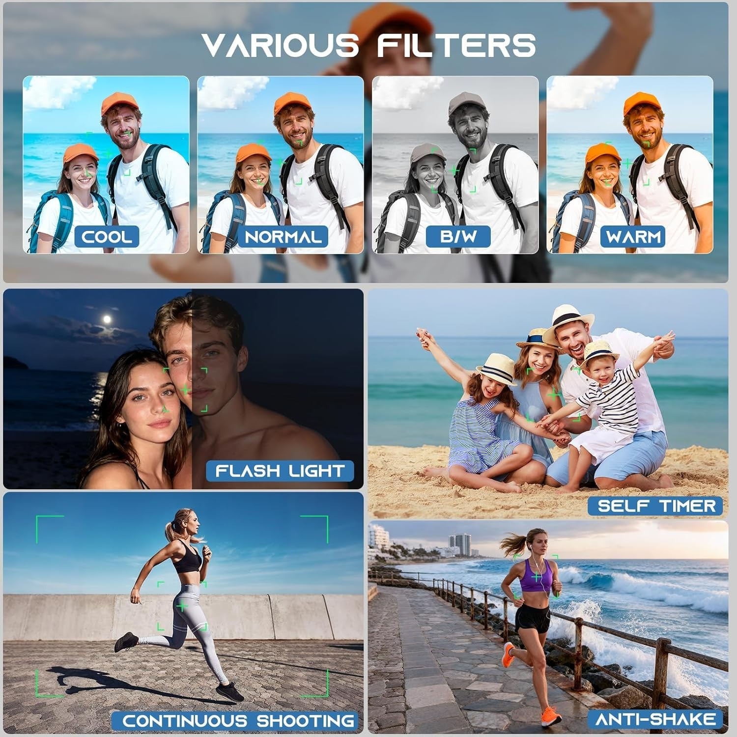 4K 56MP Digital Vlogging Camera Flip Screen Zoom SD Card Bundle
