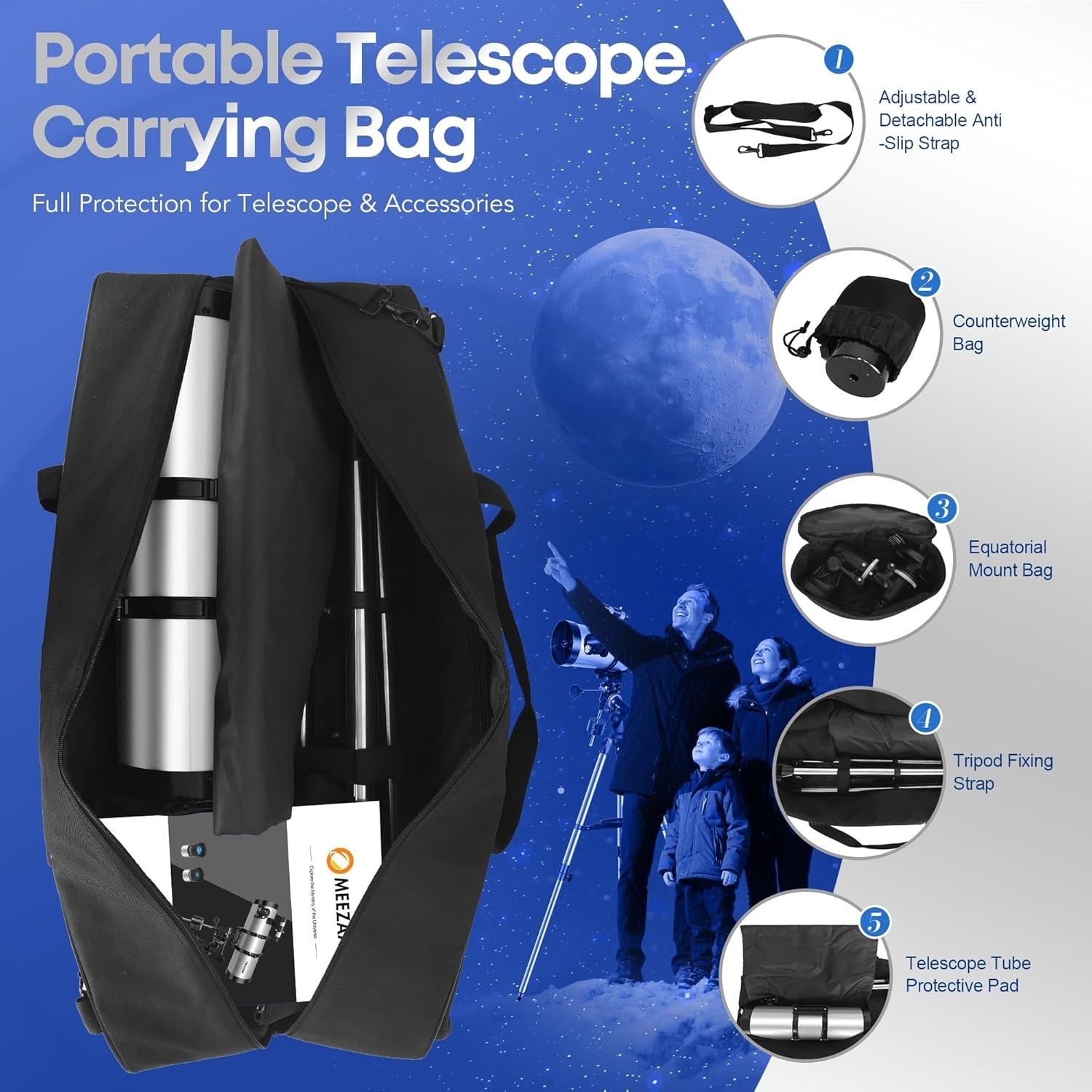 150mm Reflector Telescope for Adults, Equatorial Mount, Tripod, Phone Adapter