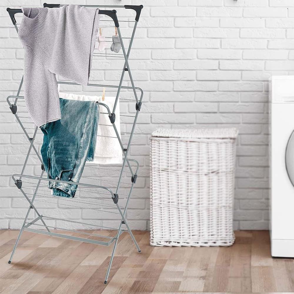 3 Tier Clothes Airer Foldable Alloy Steel Laundry Dryer Indoor Outdoor