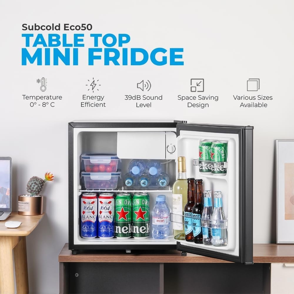 45L Mini Fridge Tabletop Cooler Low Noise Energy Efficient Black
