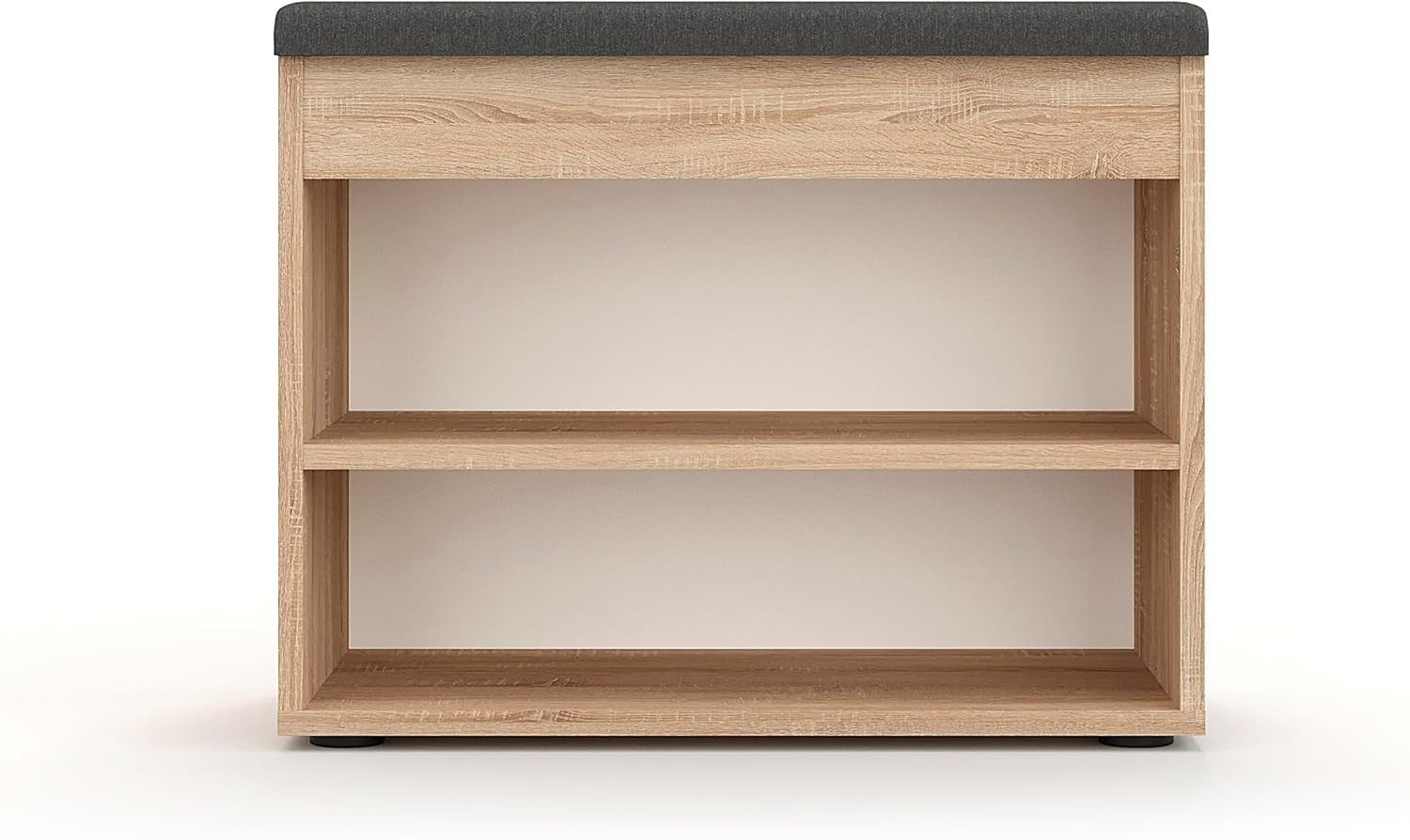 Compact Sonoma Oak Shoe Bench with Cushion Hidden Storage Entryway Seat