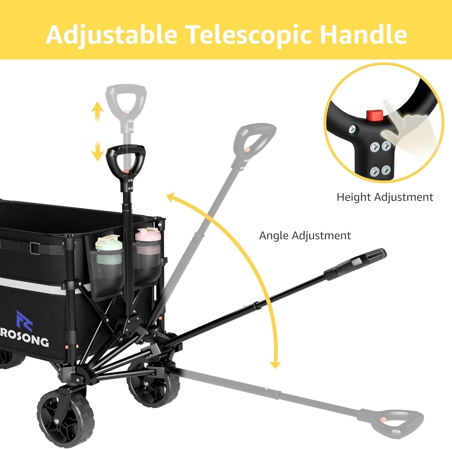 Collapsible Heavy Duty Folding Wagon Cart with Wheels Utility Trolley Compact