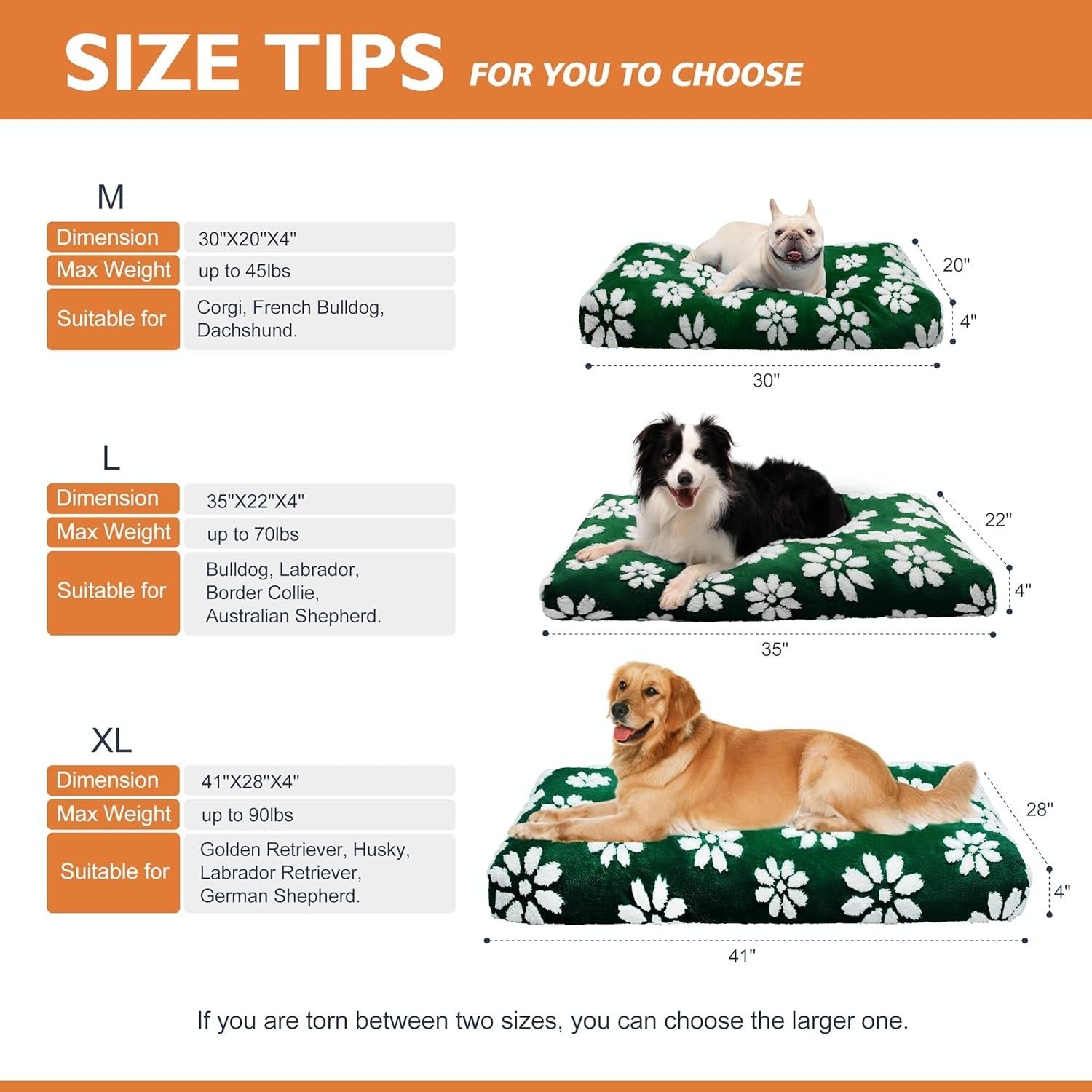XL Dog Bed 104x71cm Washable Crate Mattress Green