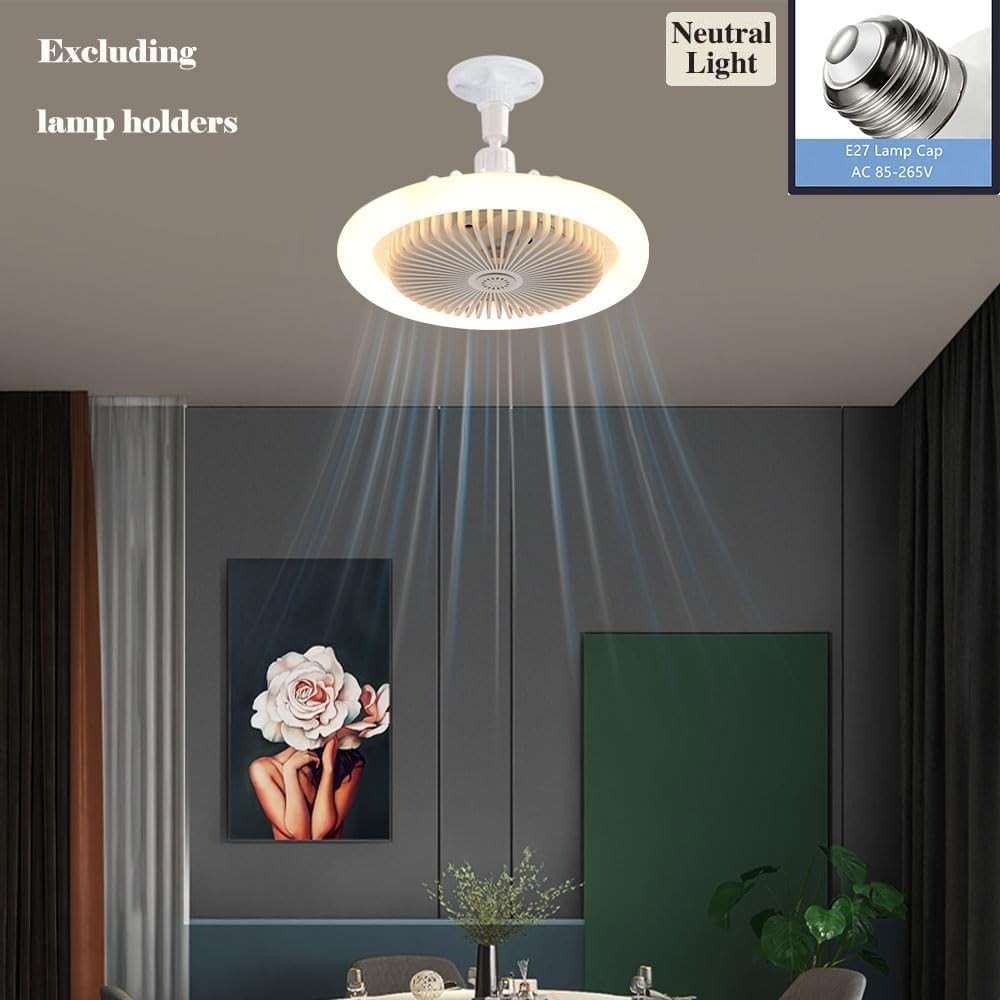 2-in-1 LED Ceiling Fan, 3 Speeds, 3 Color Temps, Dimmable, Remote, Rotating