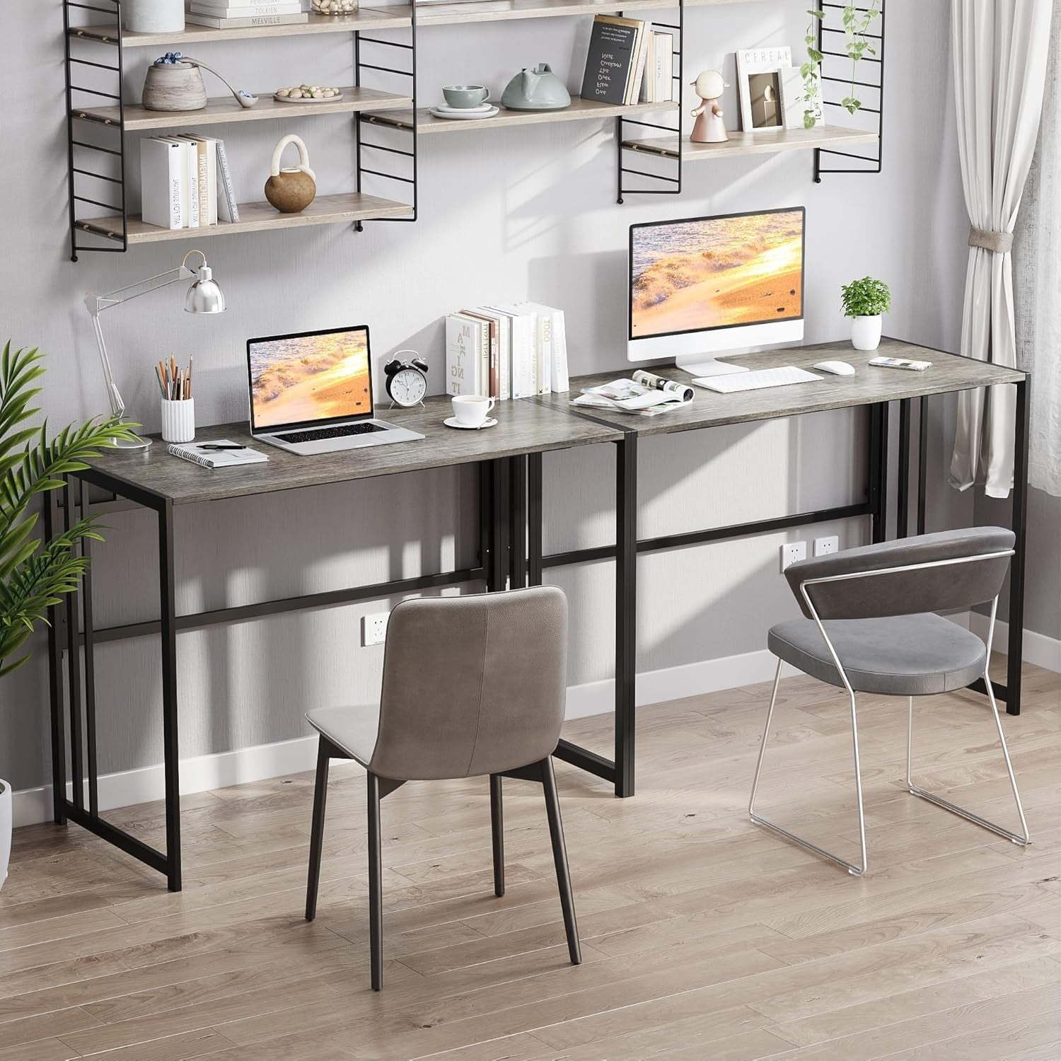 Folding Computer Desk 100x50cm No Assembly Writing Study Table Black Oak
