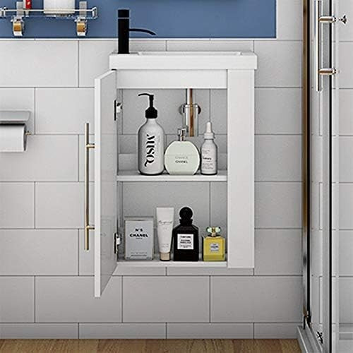 Cloakroom Wall Hung Vanity Unit with Basin White Compact Sink Storage Cabinet