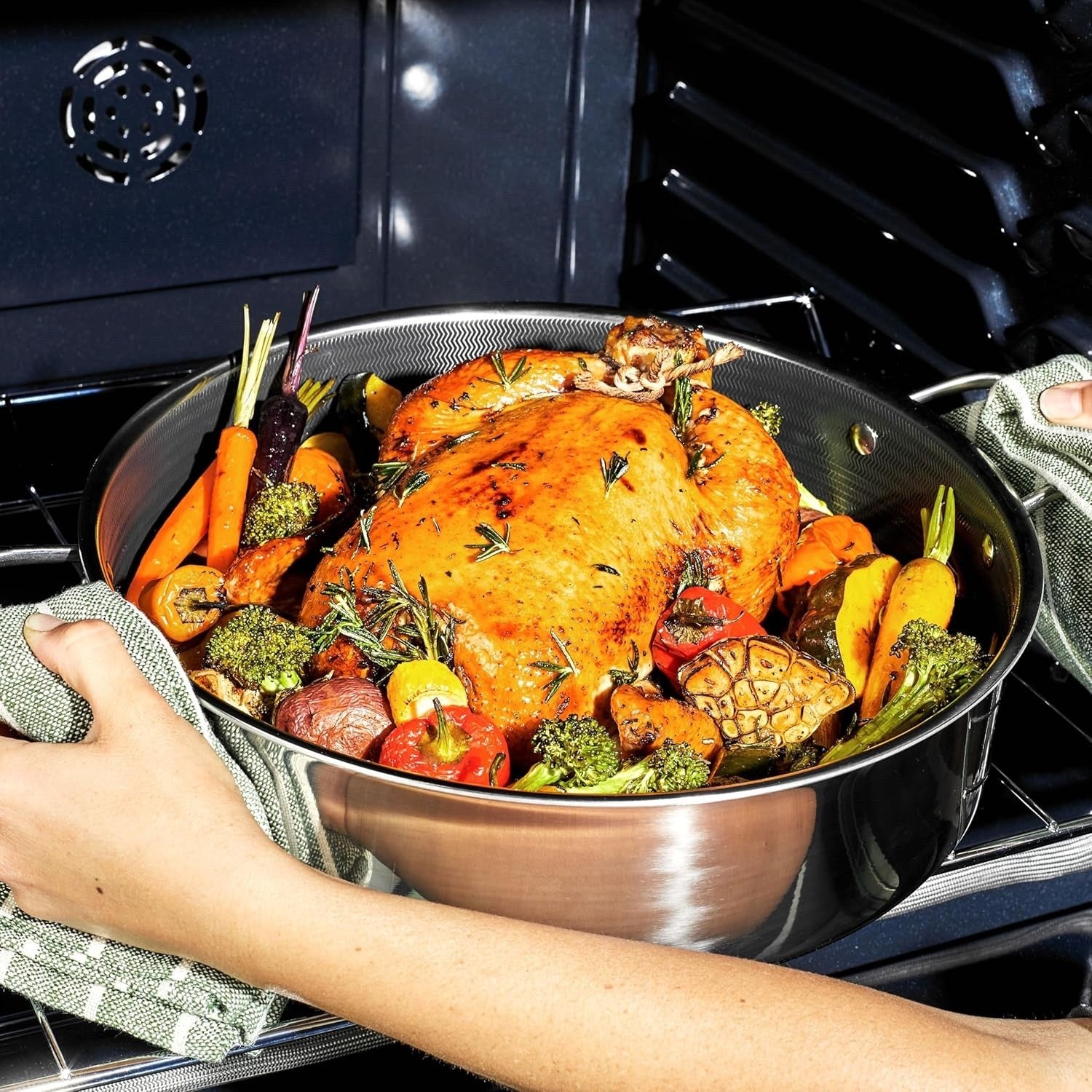 6.6L Deep Non Stick Sauté Pan with Lid – Induction & Oven Safe Stainless Steel