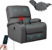 Massage Rocker Recliner Chair with Heat 360° Swivel USB & Type-C Ports Dark Grey