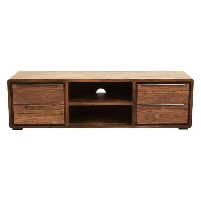 Solid Sheesham Acacia Wood TV Unit – Rustic Media Console Cabinet 175cm