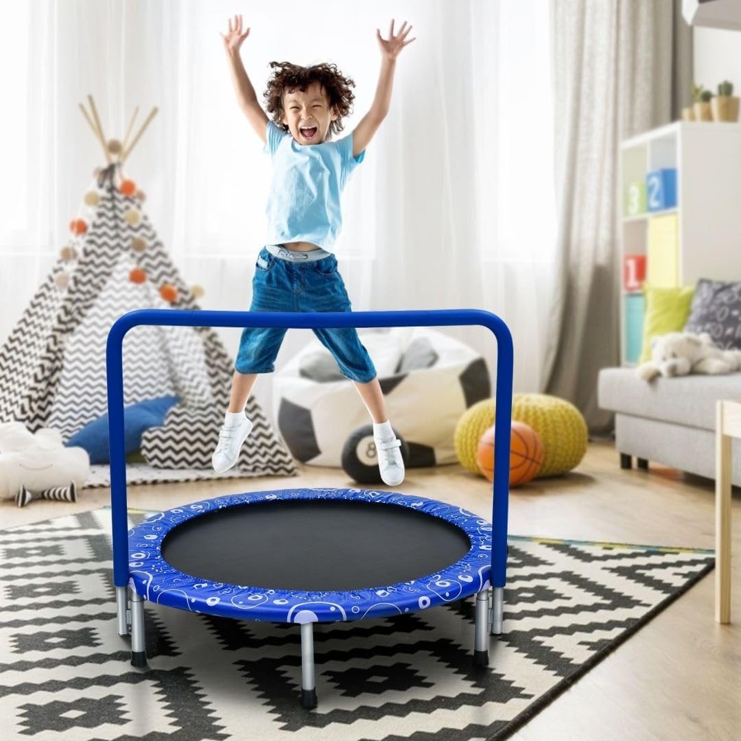 36'' Kids Foldable Trampoline with Foam Handle Quiet Indoor Outdoor