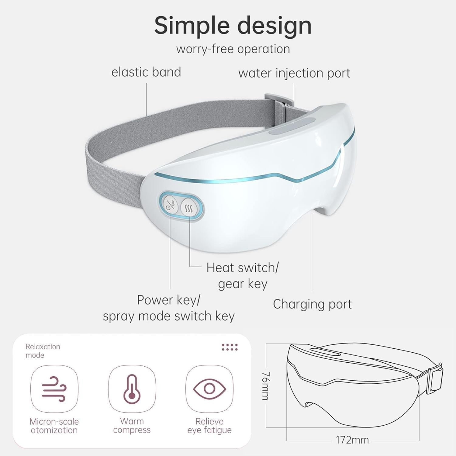 Steam Eye Massager Heated Cordless Rechargeable Mask