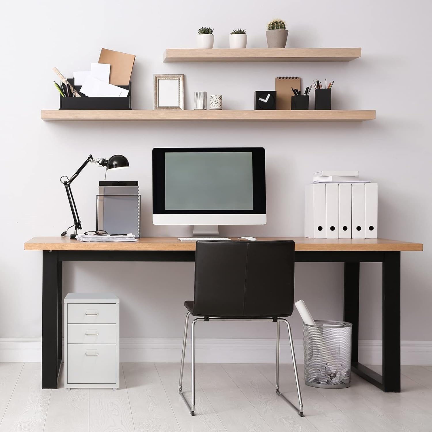 Compact White Metal Rolling File Cabinet 3 Drawer Under Desk Storage