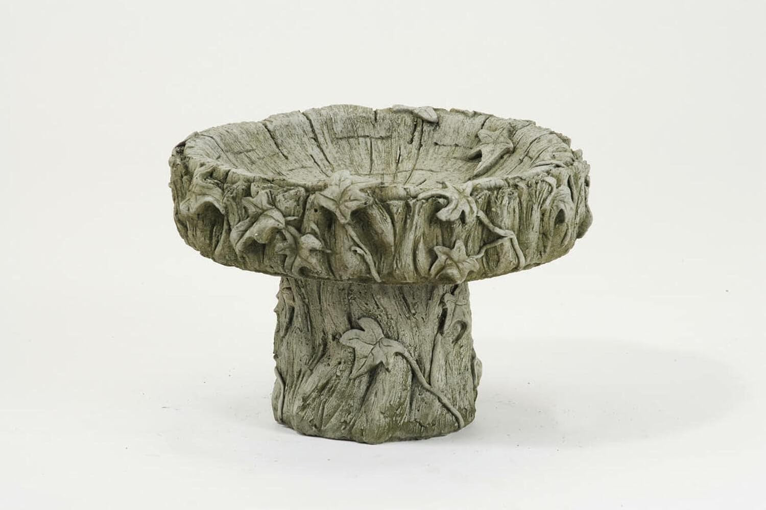Stone Effect Bird Bath Feeder Garden Ornament | Vine Leaf Design Outdoor