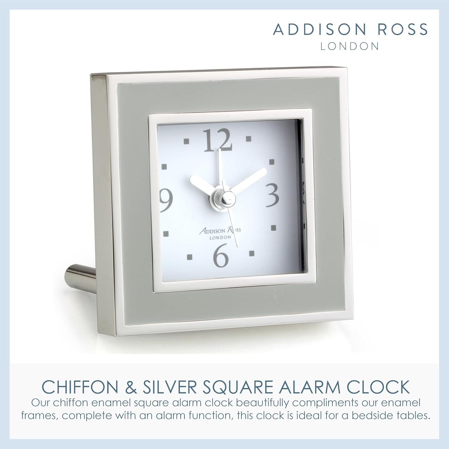 Silent Sweep Square Bedside Alarm Clock Compact Luxury Clock