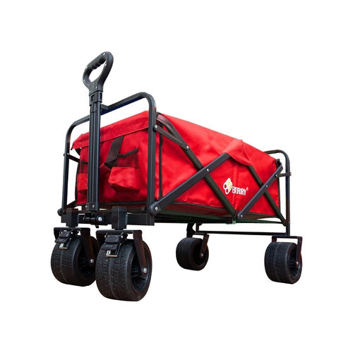 Red Heavy Duty 150kg Folding Festival Wagon All-Terrain Camping Beach Trolley