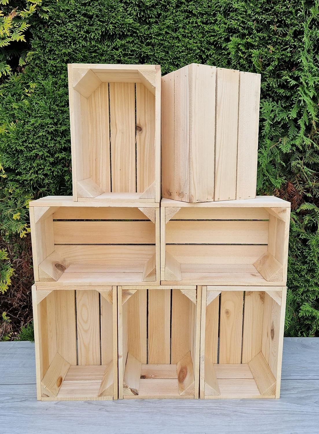 2-Piece Natural Wood Storage Crates Organizer 30x20x15cm Durable