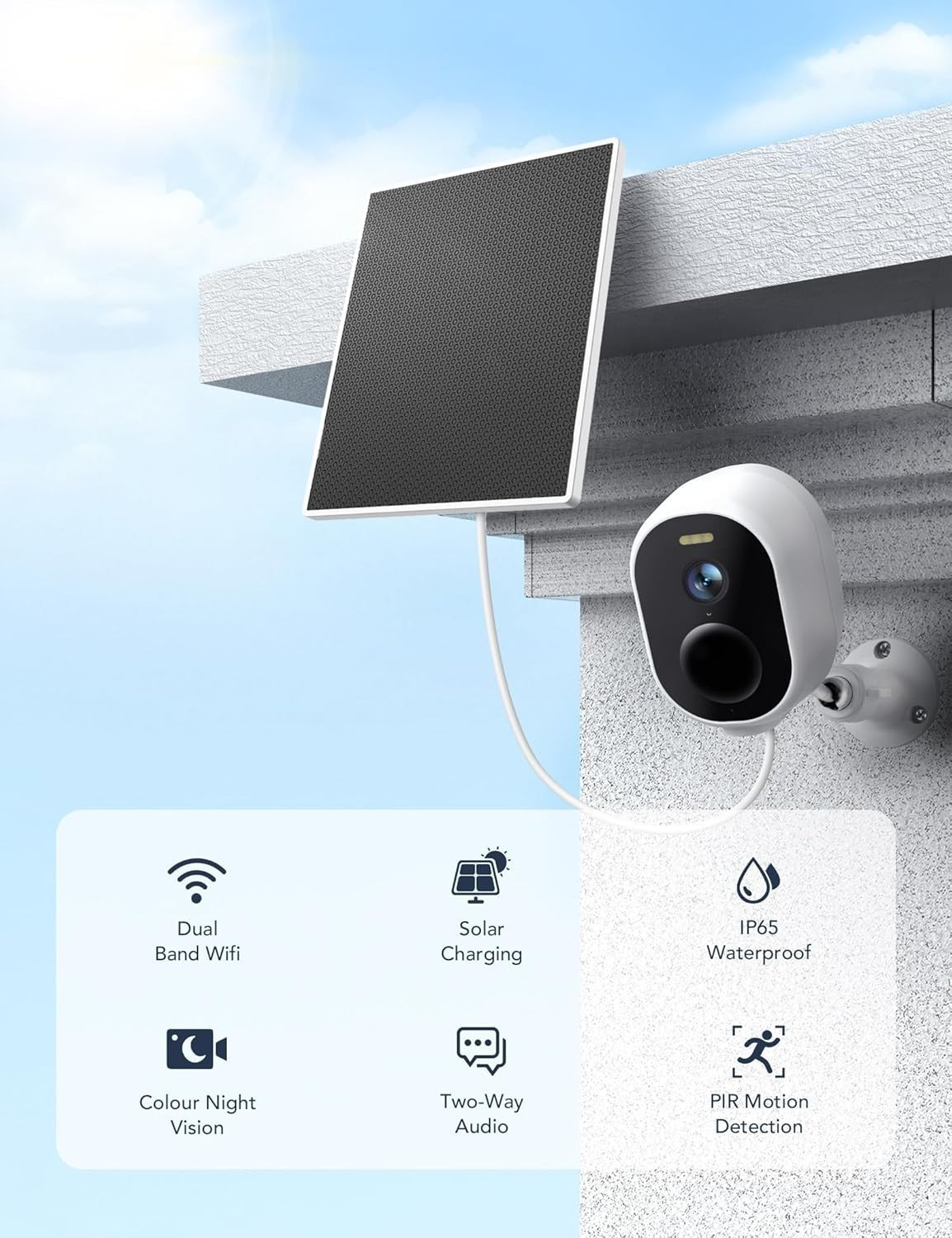 2K Wireless Solar Security Camera 2 Pack Colour Night Vision WiFi