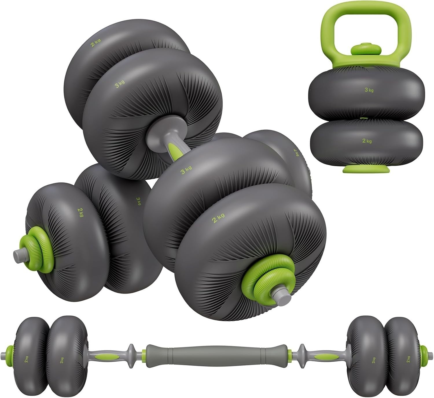 4-in-1 Adjustable Dumbbell Barbell Kettlebell Push Up Home Gym Set