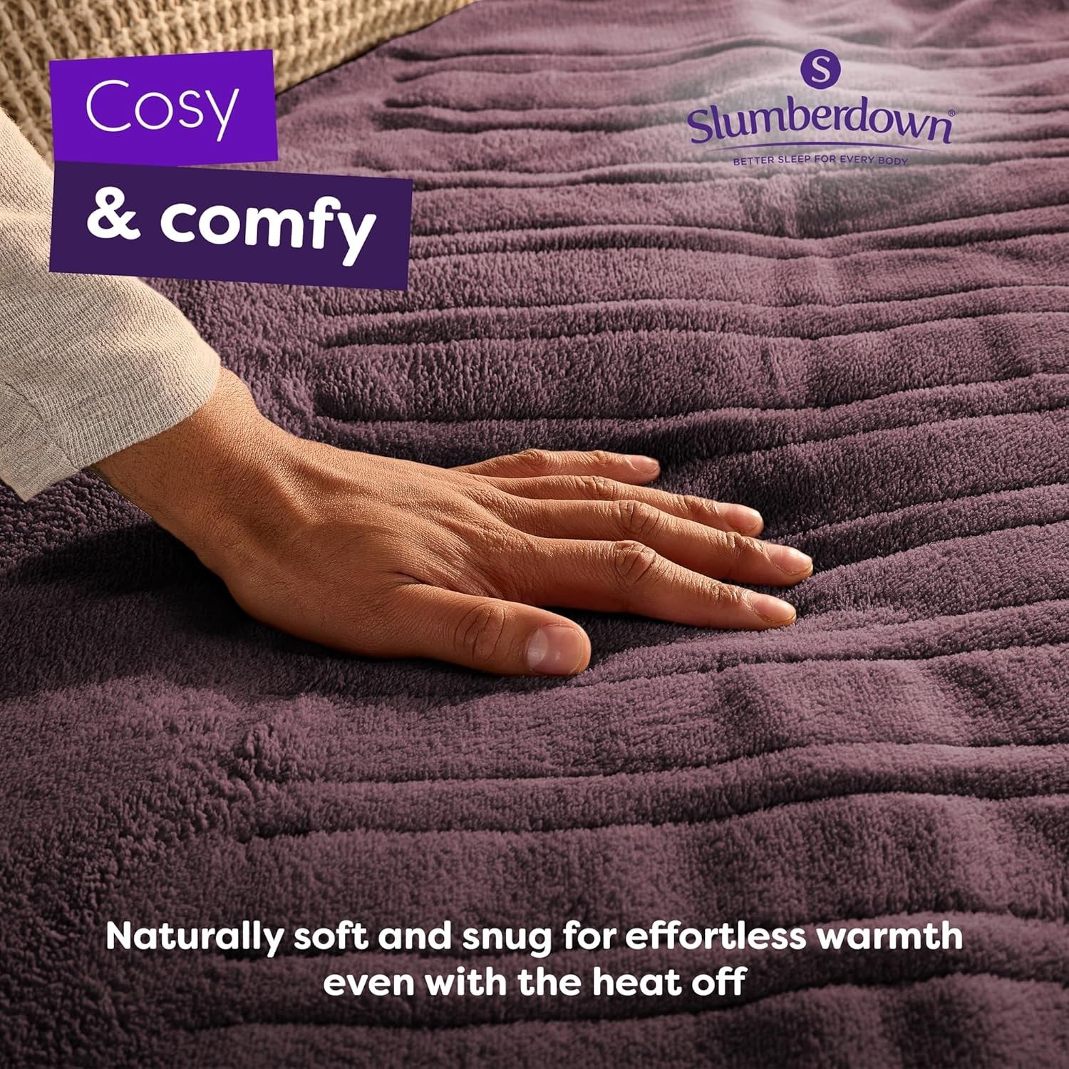 Electric Heated Throw Blanket Plum 10 Heat Settings Timer Soft Fleece 130x160cm