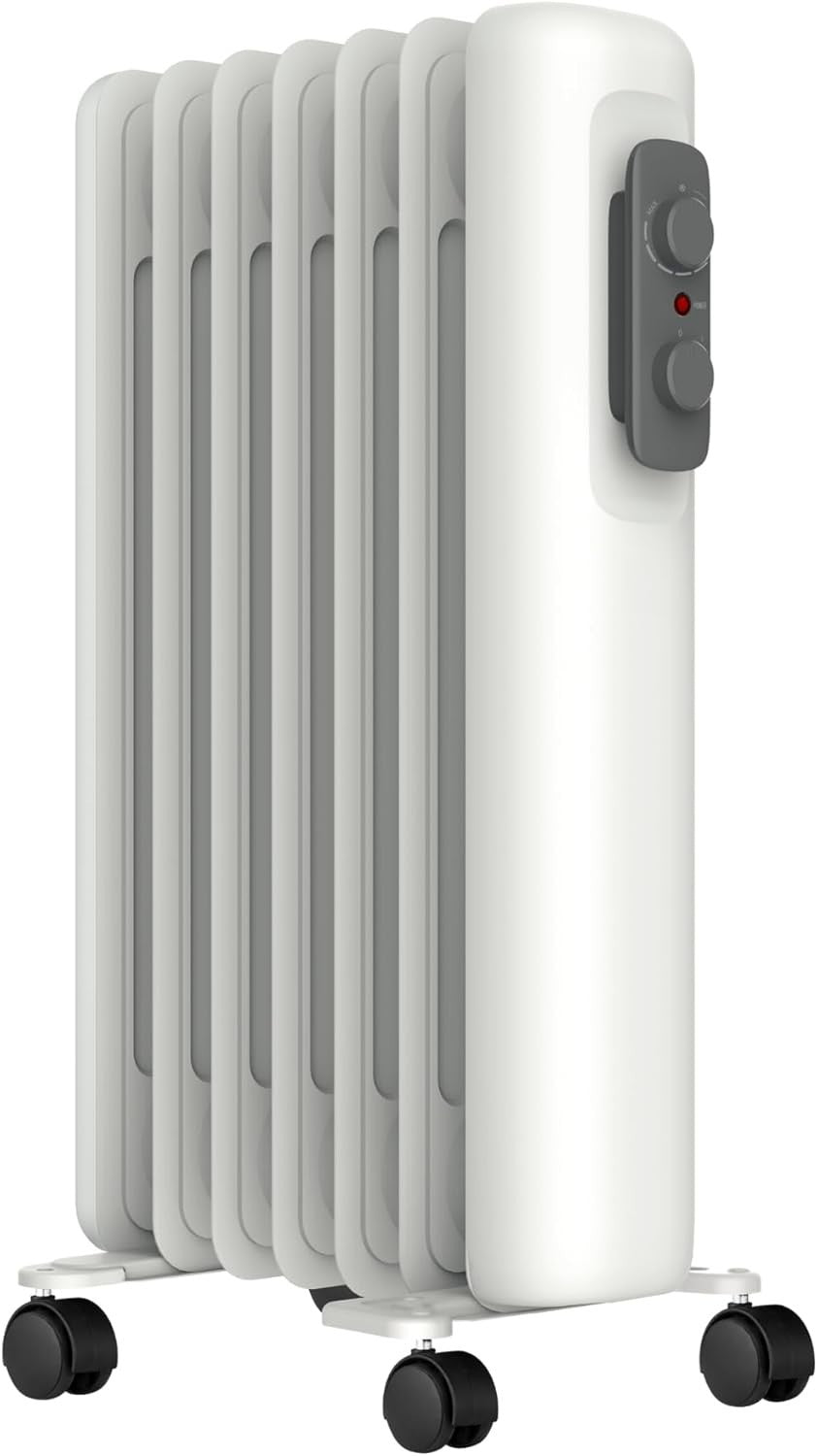 Portable 1500W Oil-Filled Radiator Heater with Thermostat & Safety Features