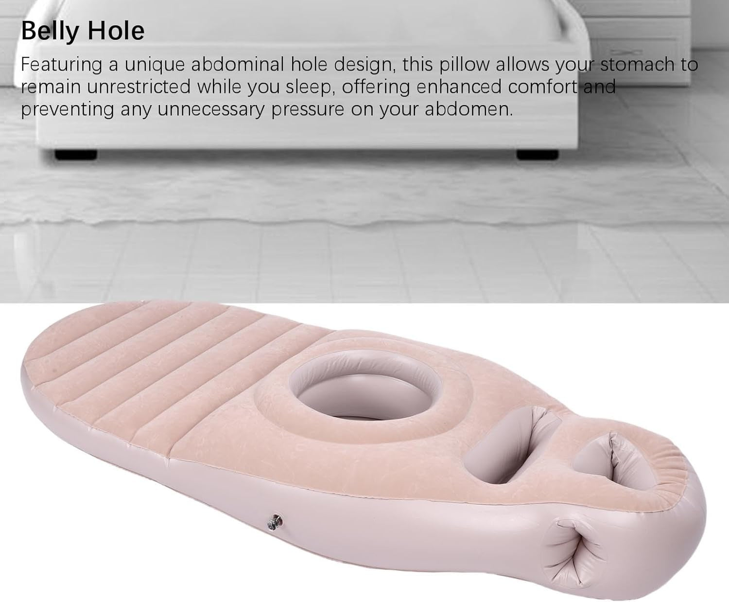 Inflatable Pregnancy Body Pillow Full Body Maternity Belly Hole Grey