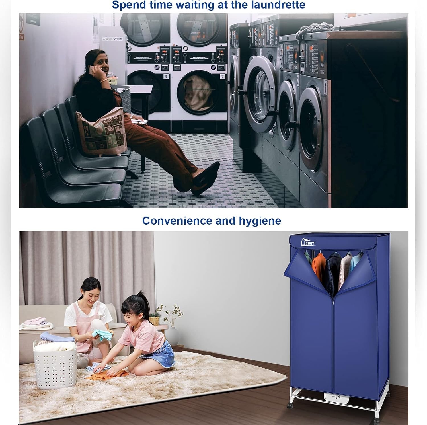 Electric Clothes Dryer 1500W Warm Air Drying Wardrobe 15kg Indoor