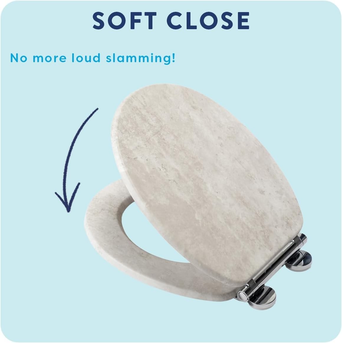 Pale Concrete Wooden Toilet Seat Soft Close Quick Release Antibacterial Durable