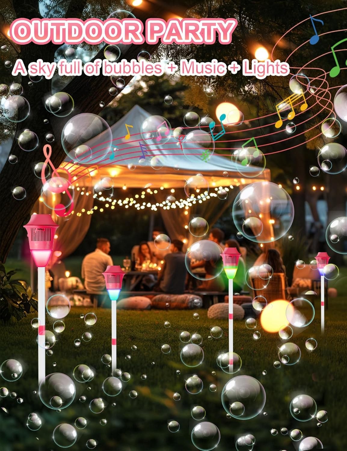 47in Rechargeable Standing Bubble Machine with Lights Music Red