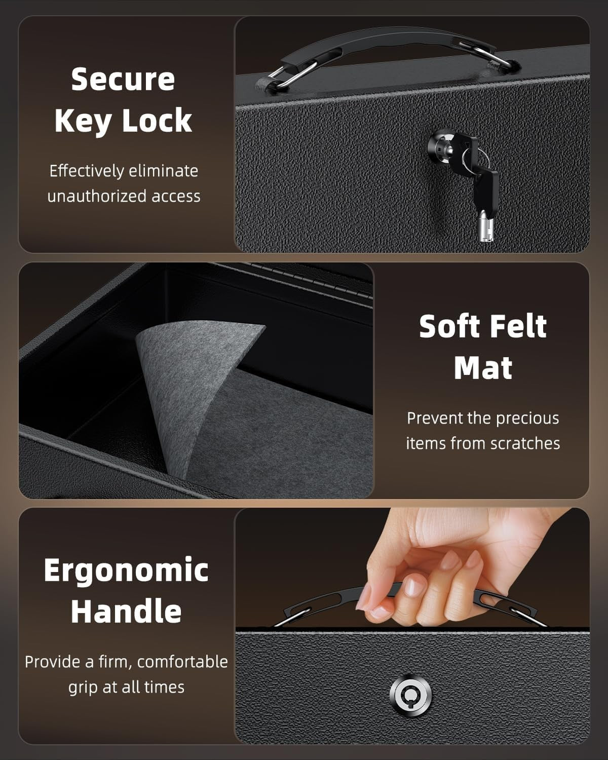 Fireproof Document Box Key Lock A4 File Cash Passport Security Chest