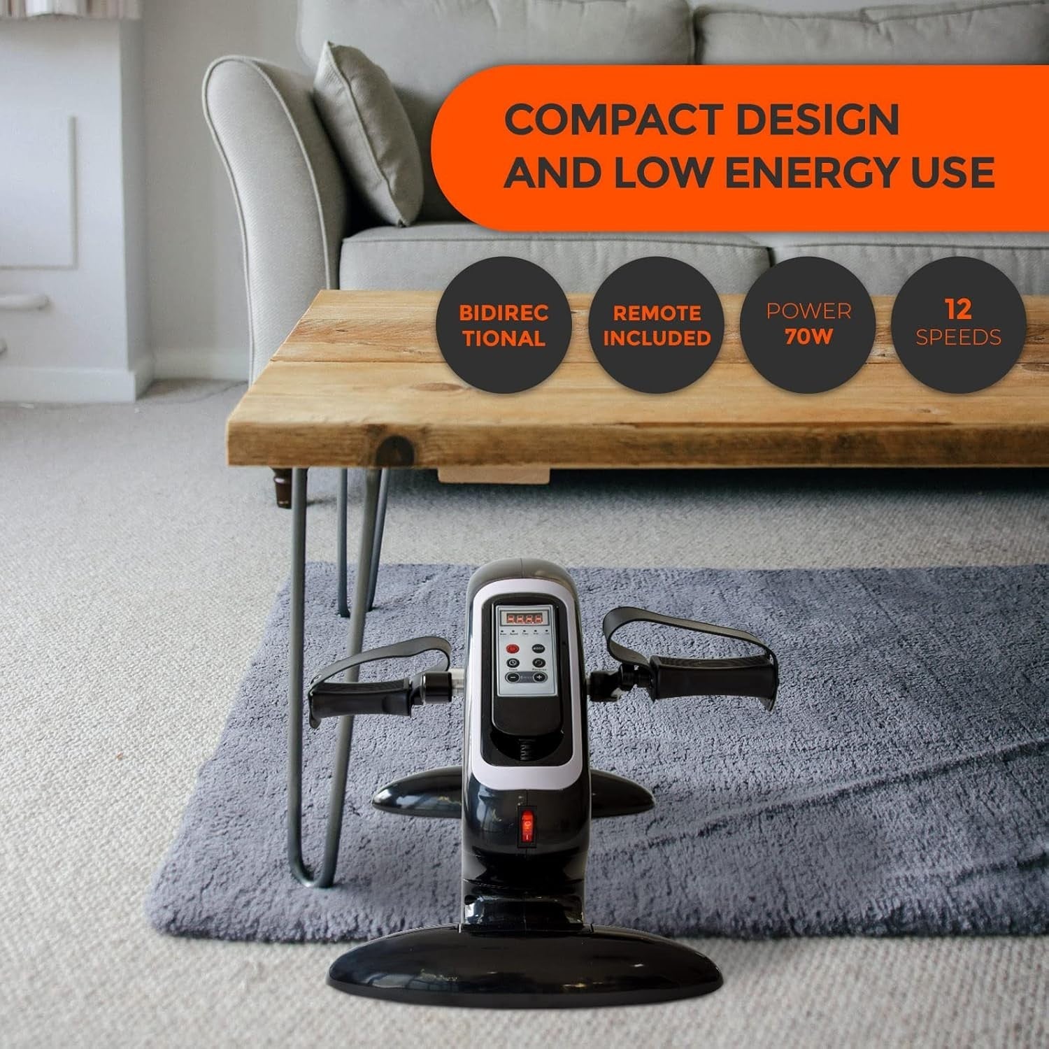 Electric Under Desk Elliptical Pedal Exerciser 12 Speed Remote