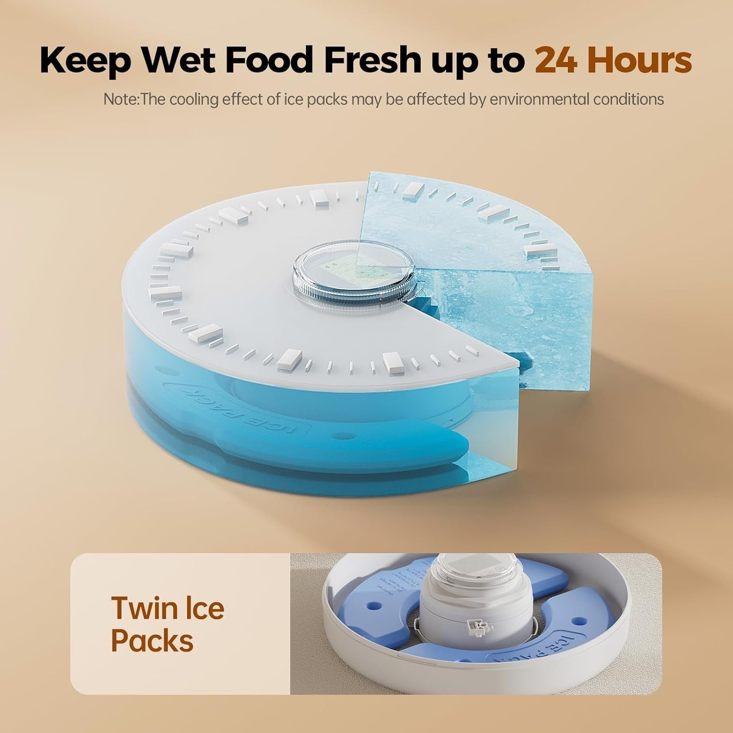 Automatic Wet Food Cat Feeder Timer 6 Meal Ice Pack Pet Dispenser