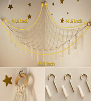 Toy Storage Hammock for Stuffed Animals - Soft Macrame Net - Cute Wall Decor