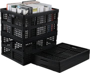 4 Pack Foldable Storage Crates Stackable Plastic Boxes 34L