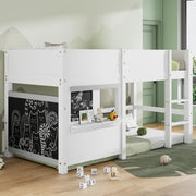 White Wooden Kids Bunk Bed with Ladder, Shelves & Safety Fence 90x190cm